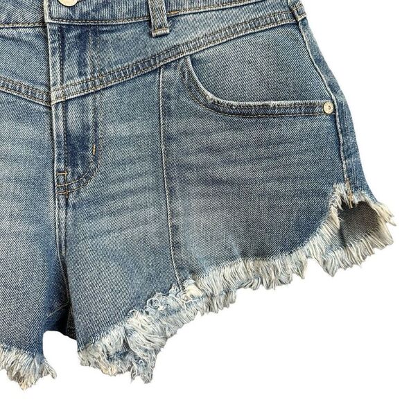 NWOT Sincerely Jules High Rise Festival Distressed Denim Cutoff Shorts - Picture 3 of 6